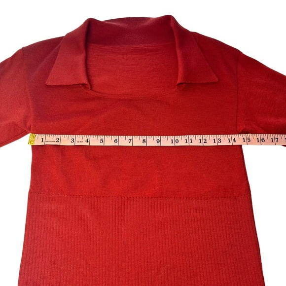 JACQUEMUS Brick Red Rust Orange Ribbed Collared Fitted Sweater 100% Wool US M 6 - Picture 12 of 16